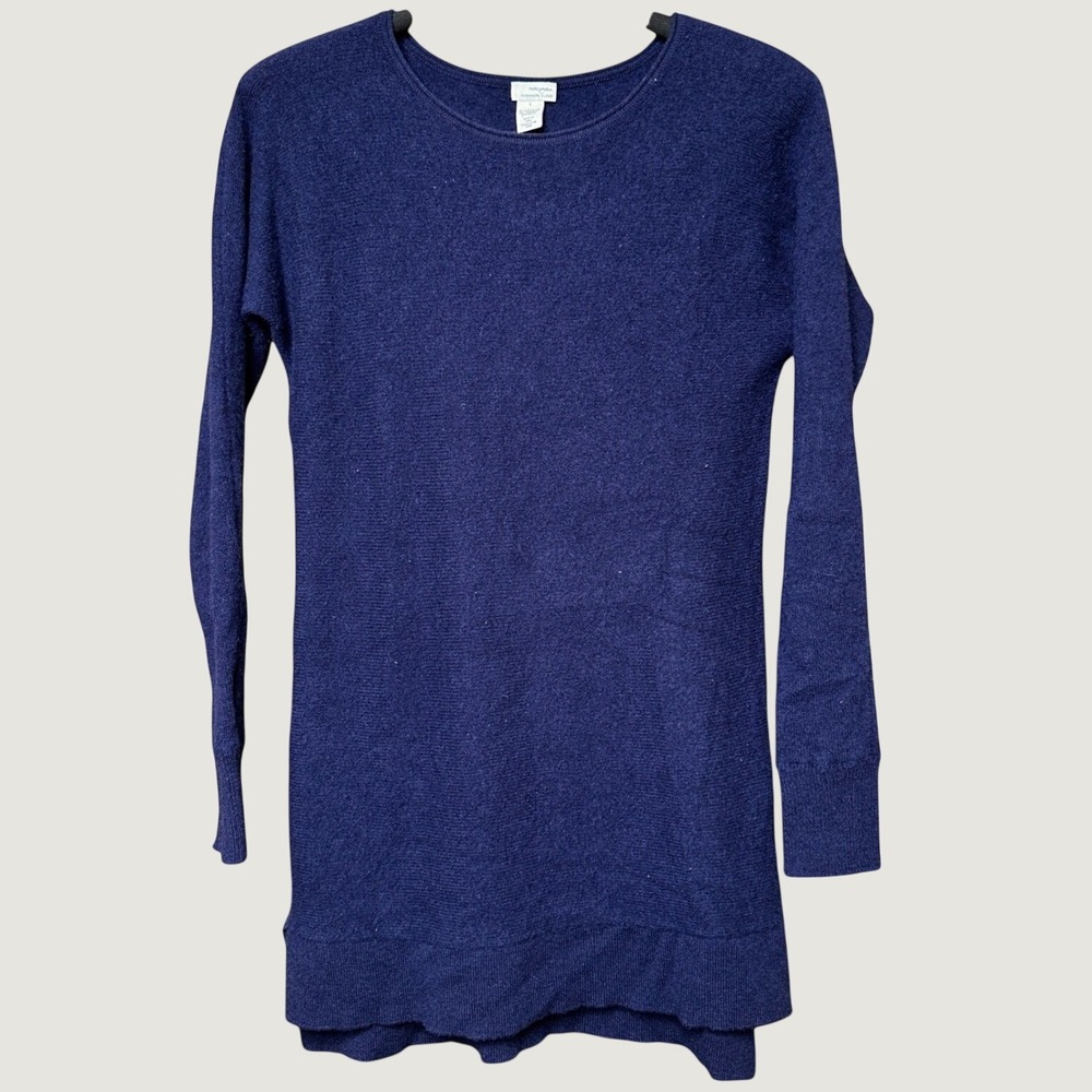 Halogen Wool Cashmere Blend Knit Sweater Dress Long Sleeve Blue Womens S Casual